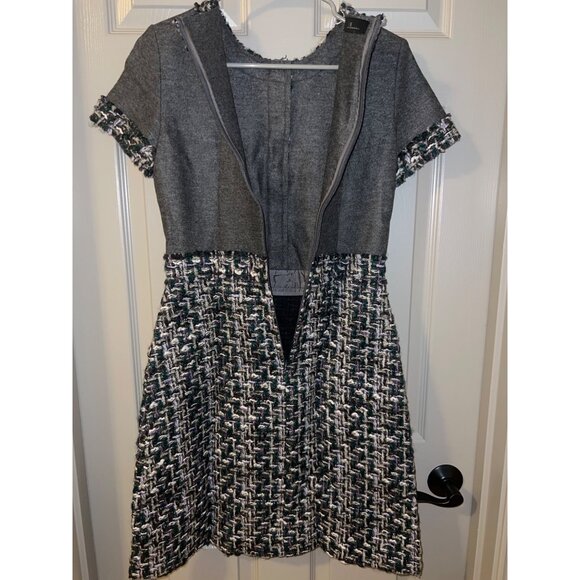Carolina Herrera Wool Blend Tweed & Knit Dress Size 4 – Classic & Elegant - Picture 9 of 15